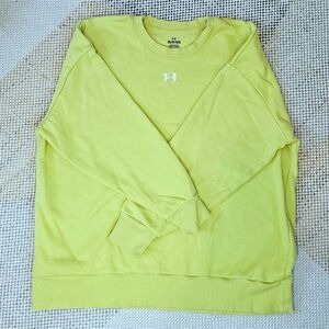 Under Armour Oversize Lime Green Fleece Crewneck, XS